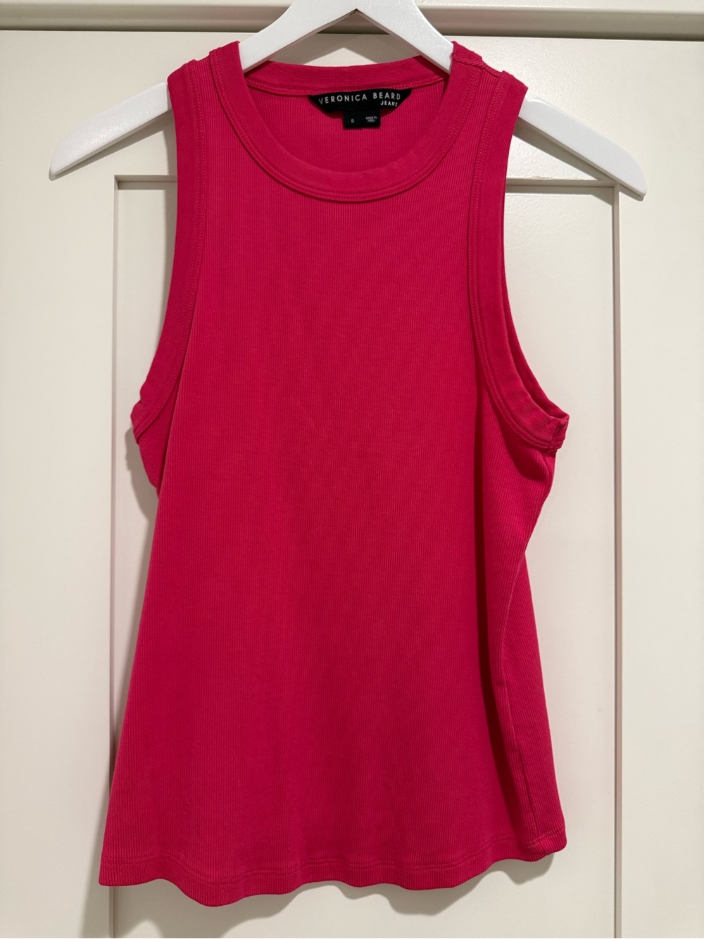Veronica Beard Hot Pink Ribbed Tank Size Small